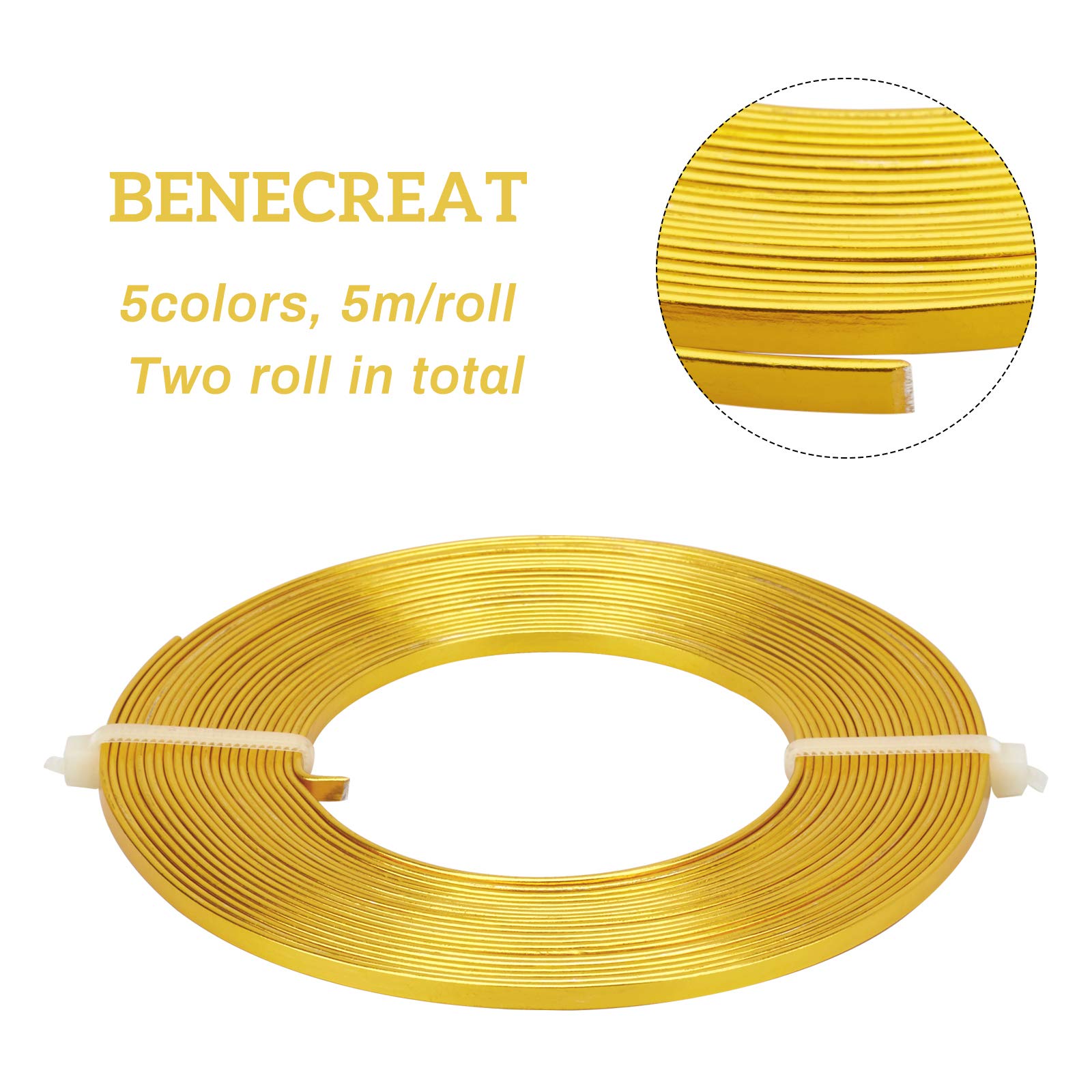 BENECREAT Fil Aluminium Plat Bijoux 5 Rouleaux 25m Couleurs