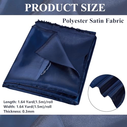 BENECREAT Tissu Satin Bleu Nuit 1,5x1,5m Polyester