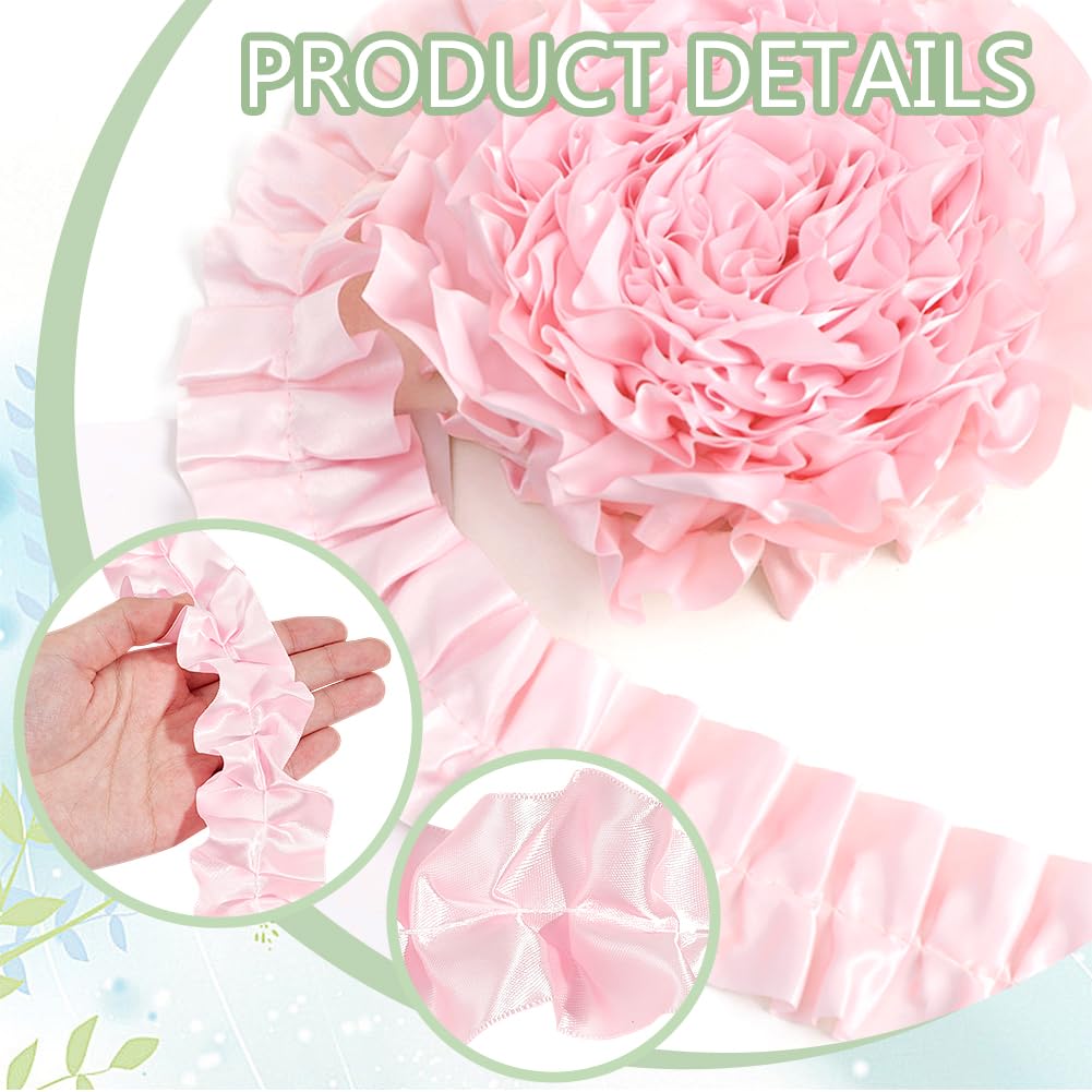 BENECREAT ruban satin plissé rose 5m 50mm volants
