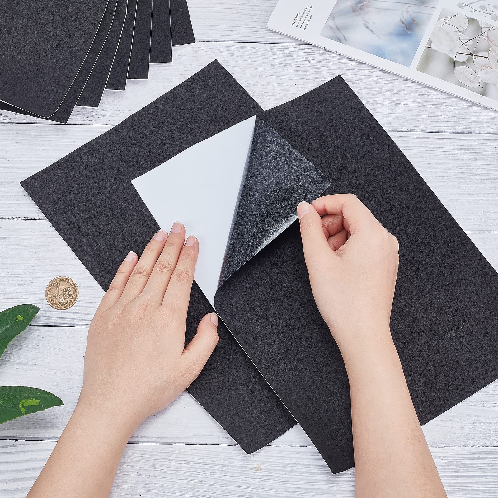 BENECREAT feuilles mousse adhésive noire 1 mm 21x30 cm x10