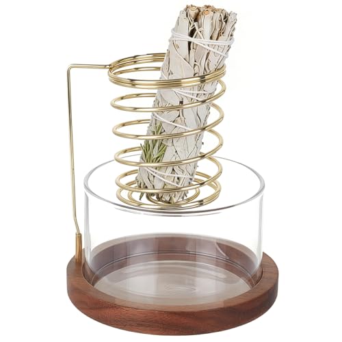 BENECREAT porte-encens verre noyer brun noix