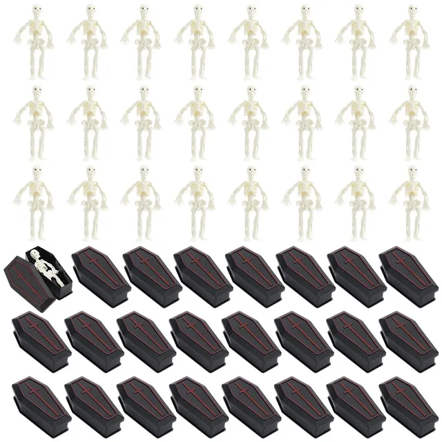 BENECREAT mini squelette cercueil noir 32 sets