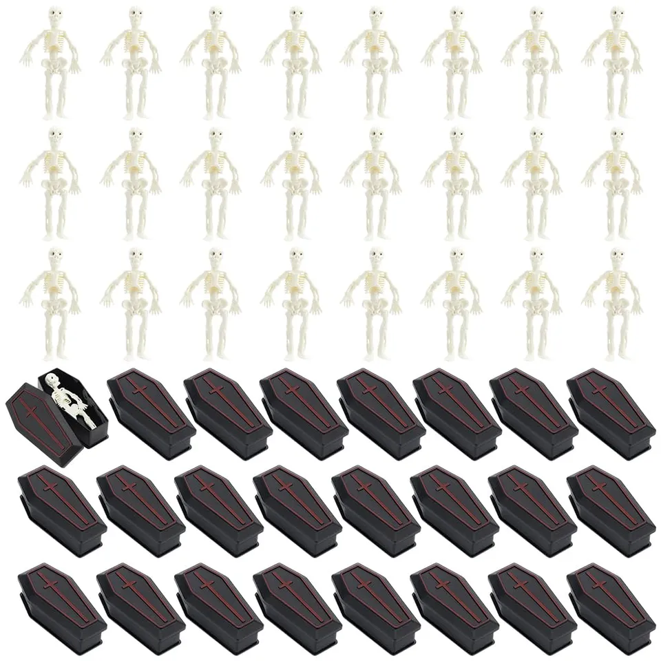 BENECREAT mini squelette cercueil noir 32 sets
