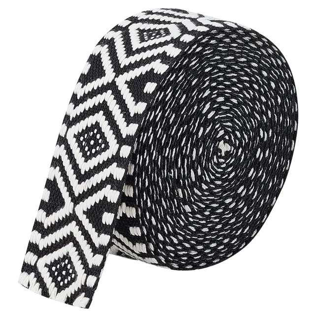 BENECREAT Ruban Jacquard Ethnique Noir 4,5m 38mm