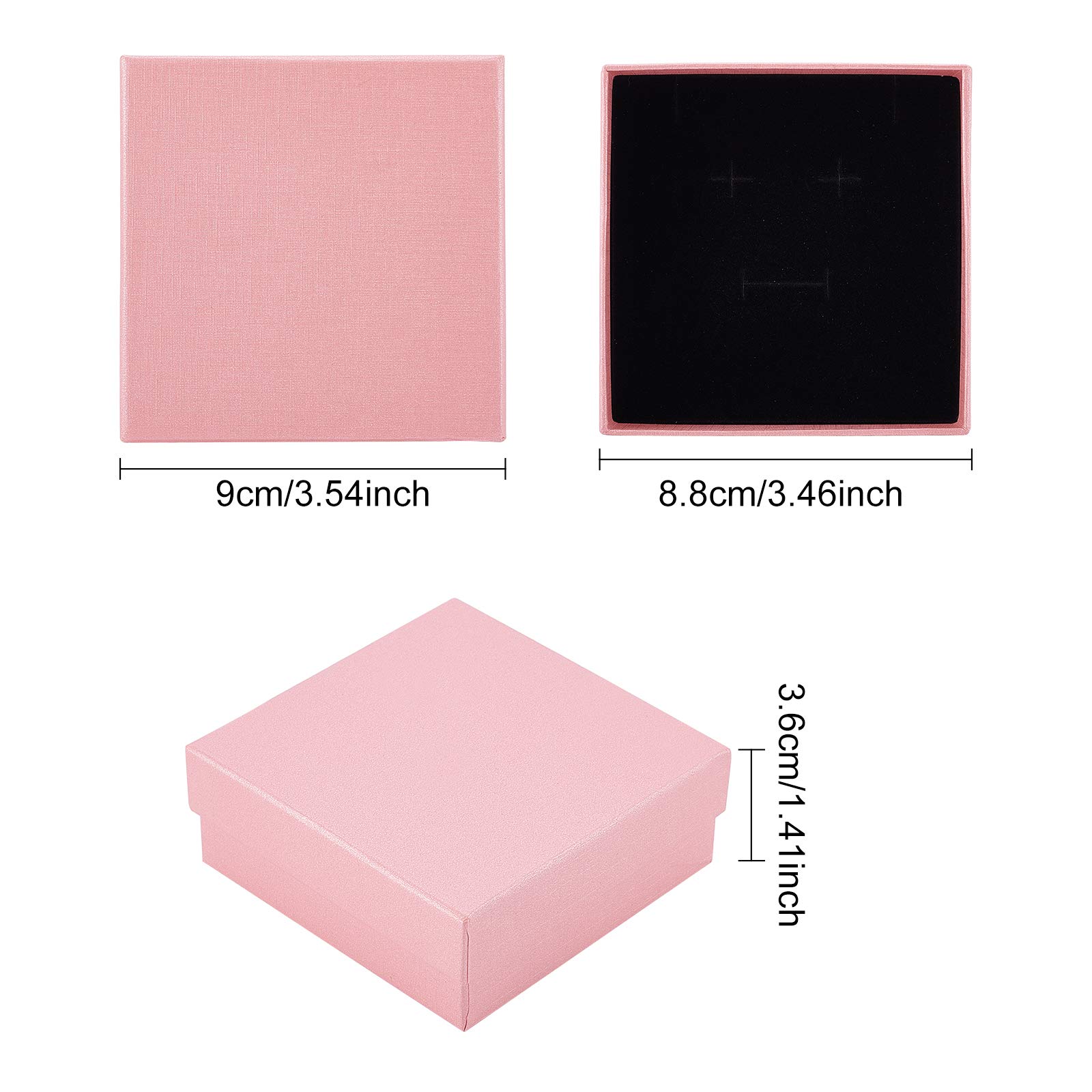 BENECREAT Boîte Bijoux Carton Kraft Rose 9x8,8 cm x12