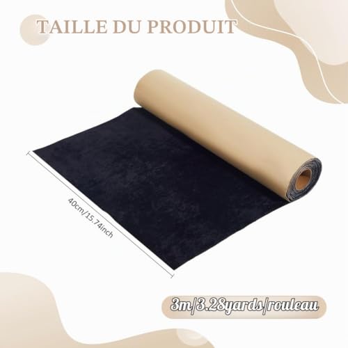 BENECREAT tissu velours autocollant noir 3m x 40cm glacé