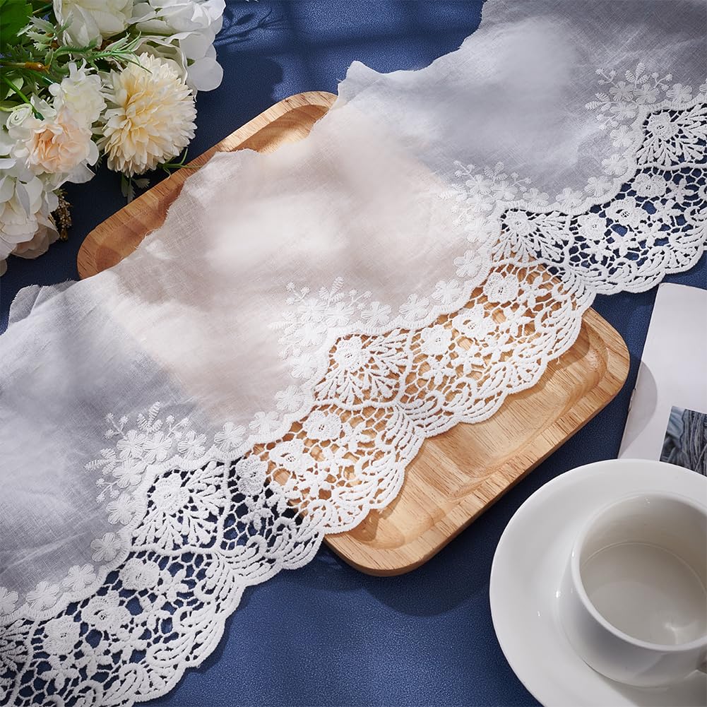 BENECREAT Ruban Dentelle Coton Blanc 20 cm x 3 m Œillet