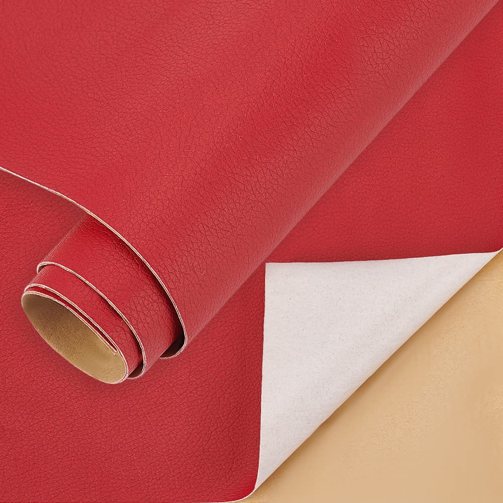 BENECREAT patch cuir synthétique autocollant rouge 60x30cm