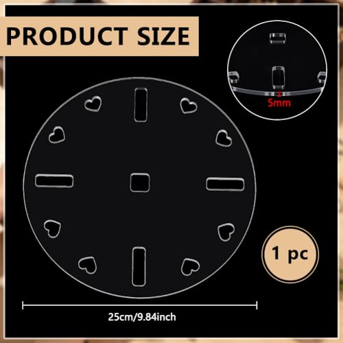 BENECREAT Gabarit Fraisage Acrylique Horloge Transparent 25cm 5mm