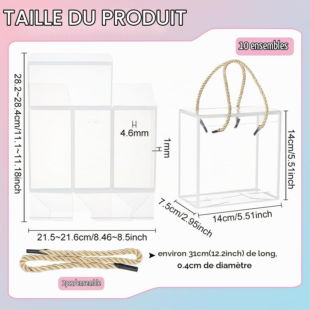 BENECREAT Boîtes dragées transparentes bordure blanche x10
