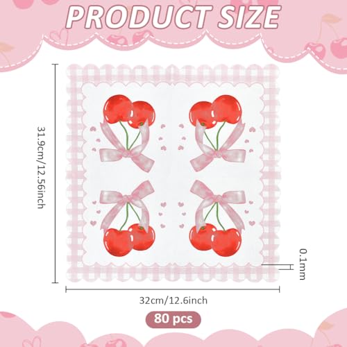 BENECREAT Serviette Table Cerises Rose 320mm Lot 80