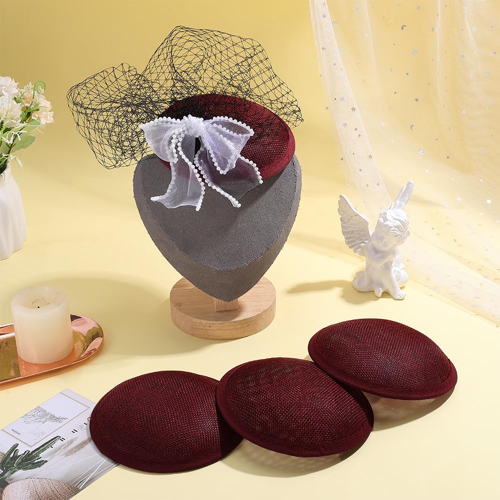 BENECREAT base bibi ronde fascinator rouge foncé x4