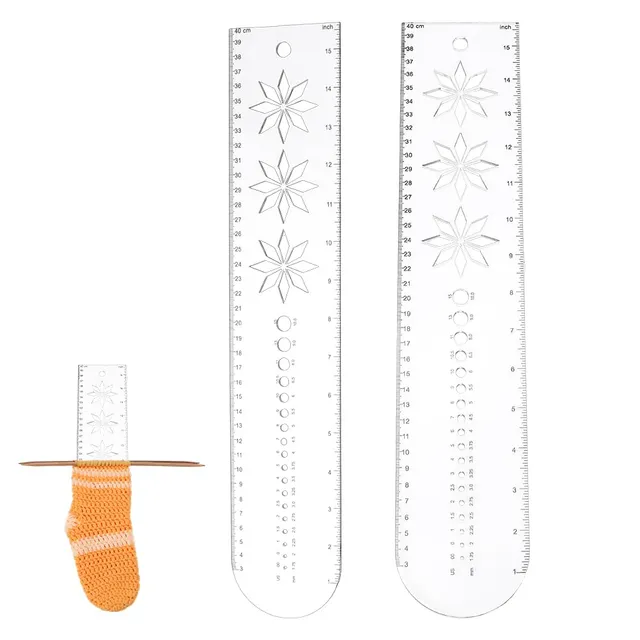 BENECREAT Règle chaussette acrylique 40cm transparent lot de 2