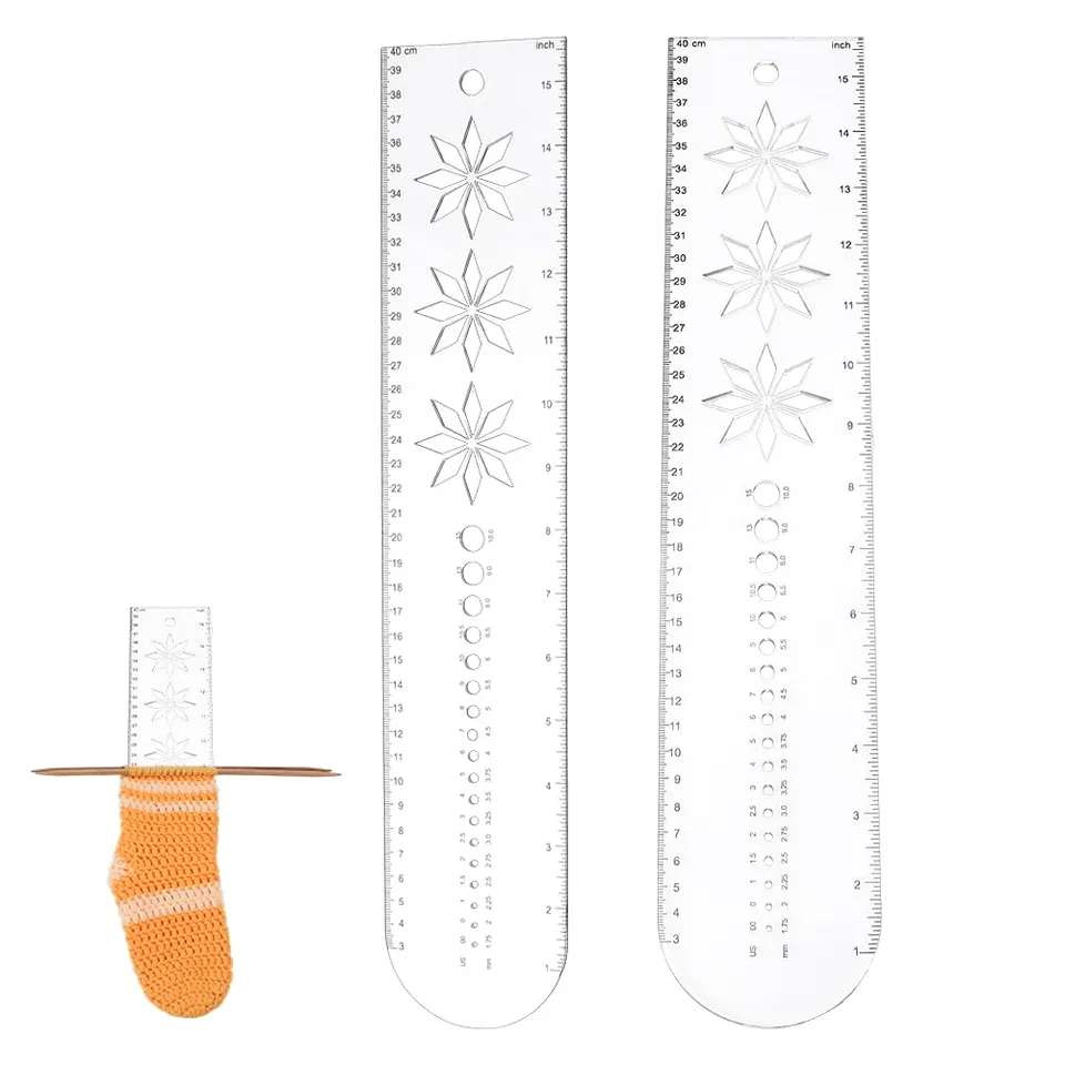 BENECREAT Règle chaussette acrylique 40cm transparent lot de 2