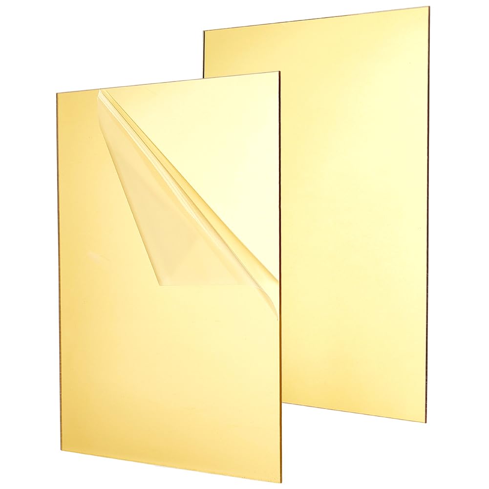 BENECREAT feuilles miroir acrylique argent 30x21cm lot de 2