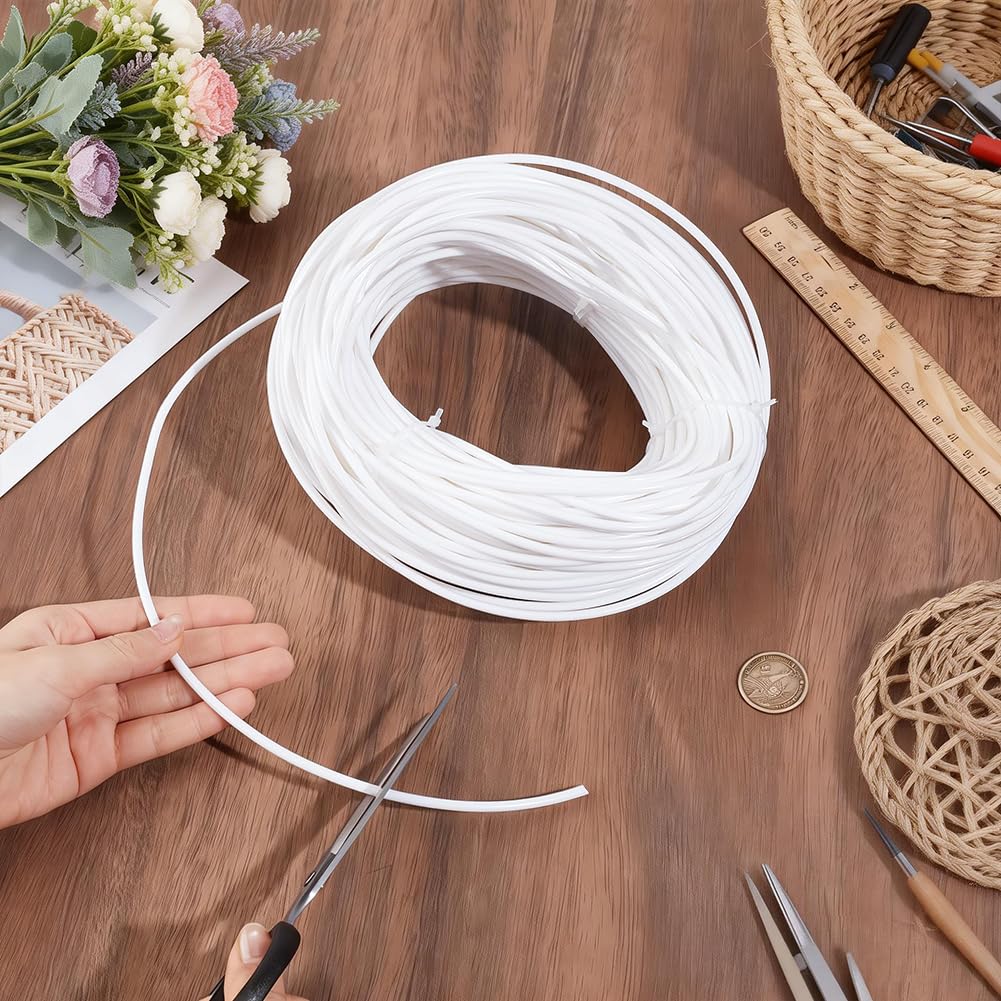 BENECREAT Osier Plastique Blanc Rond 3,5mm Rouleau 50m