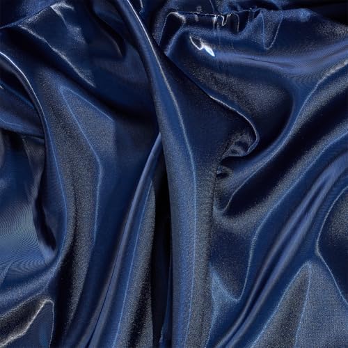 BENECREAT Tissu Satin Bleu Nuit 1,5x1,5m Polyester