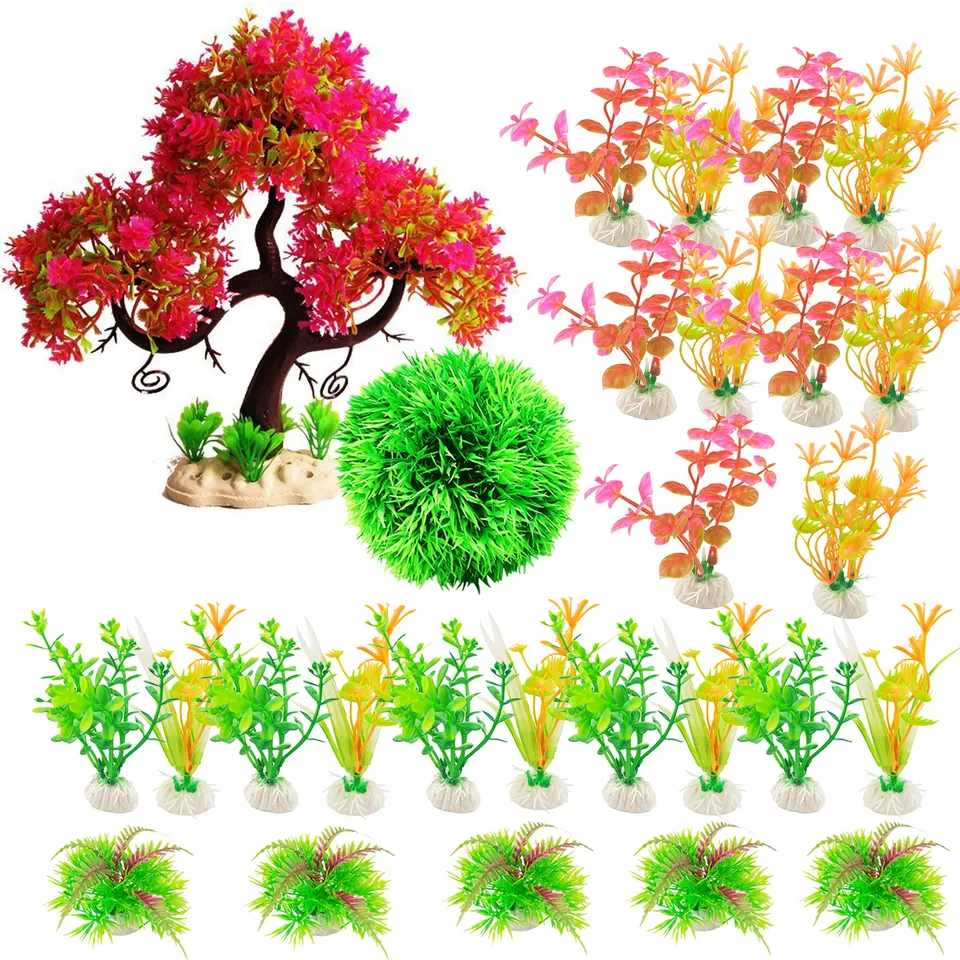 Cayway Plantes Artificielles Aquarium 27 pcs 7-18 cm