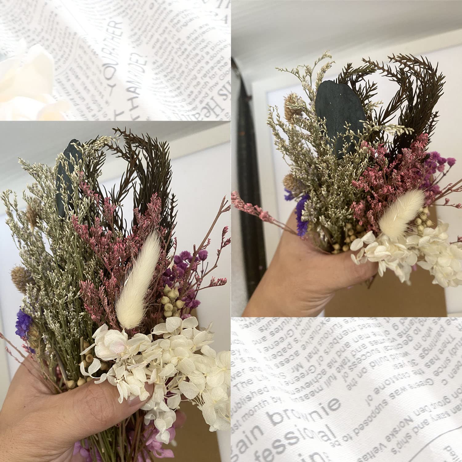 Cayway Fleurs Séchées Résine Violet Rose Blanc Naturelles