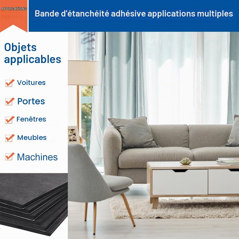 BENECREAT noir mousse EVA autocollante 5mm 21x30cm 6 pcs