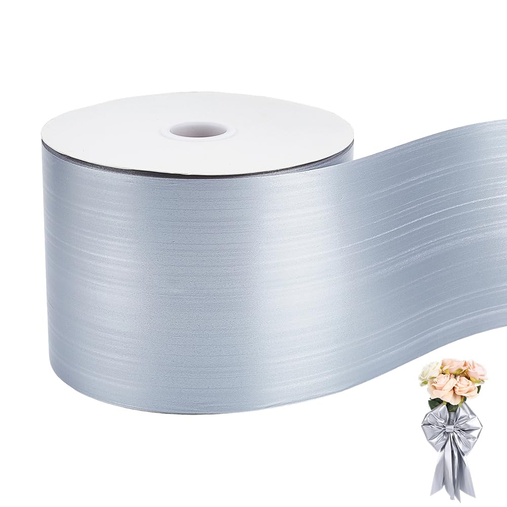 BENECREAT ruban satin fleuriste argenté 10 cm x 100 m