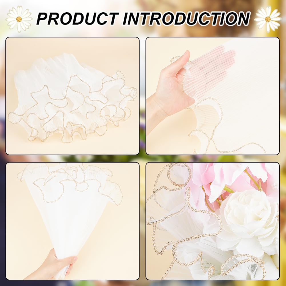 BENECREAT Papier Maille Emballage Fleurs Blanc 28cm 3,6m