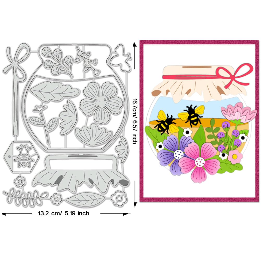 BENECREAT matrice découpe pot miel abeille scrapbooking 13x16 cm