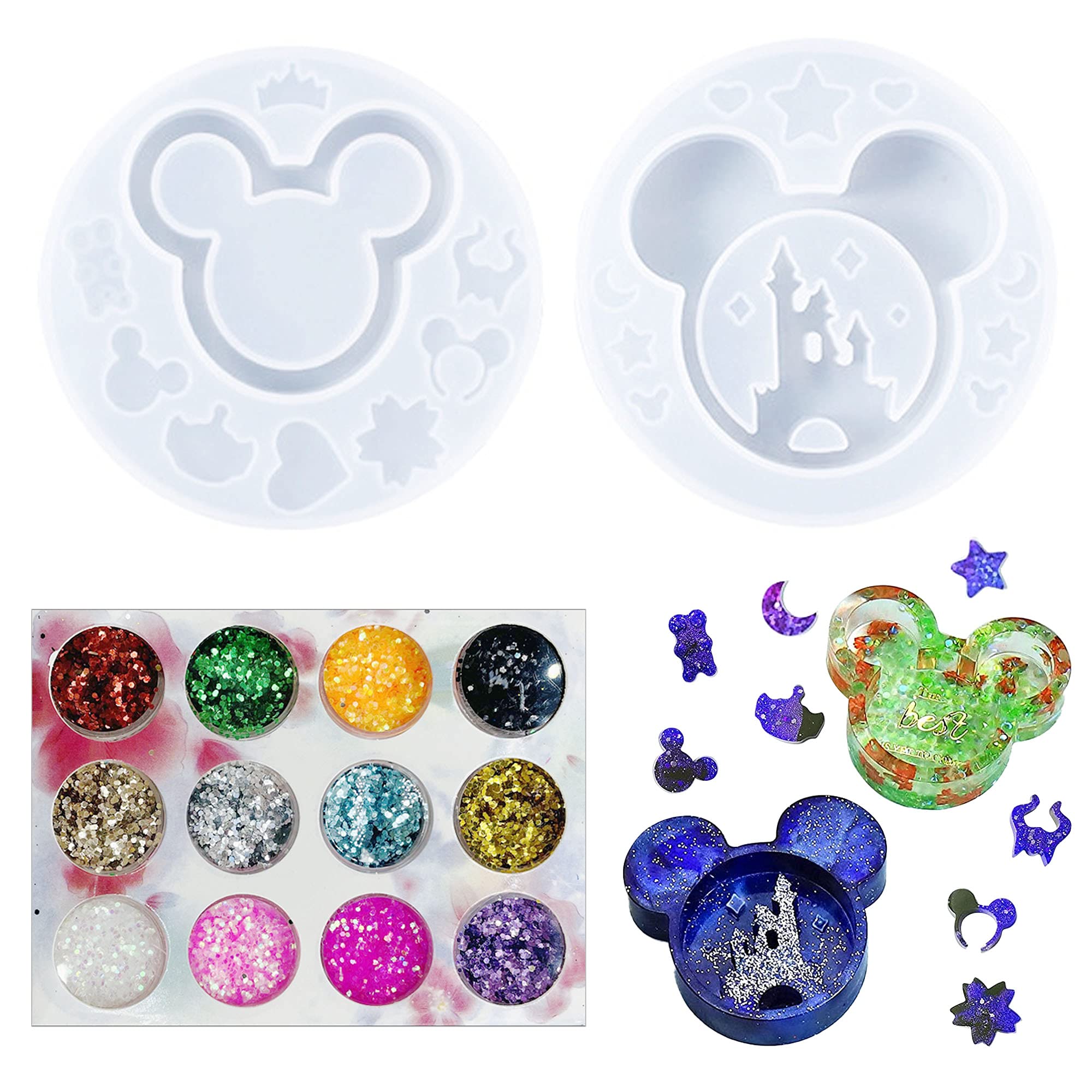 Cayway moule silicone tête souris 2 pcs bijoux paillettes