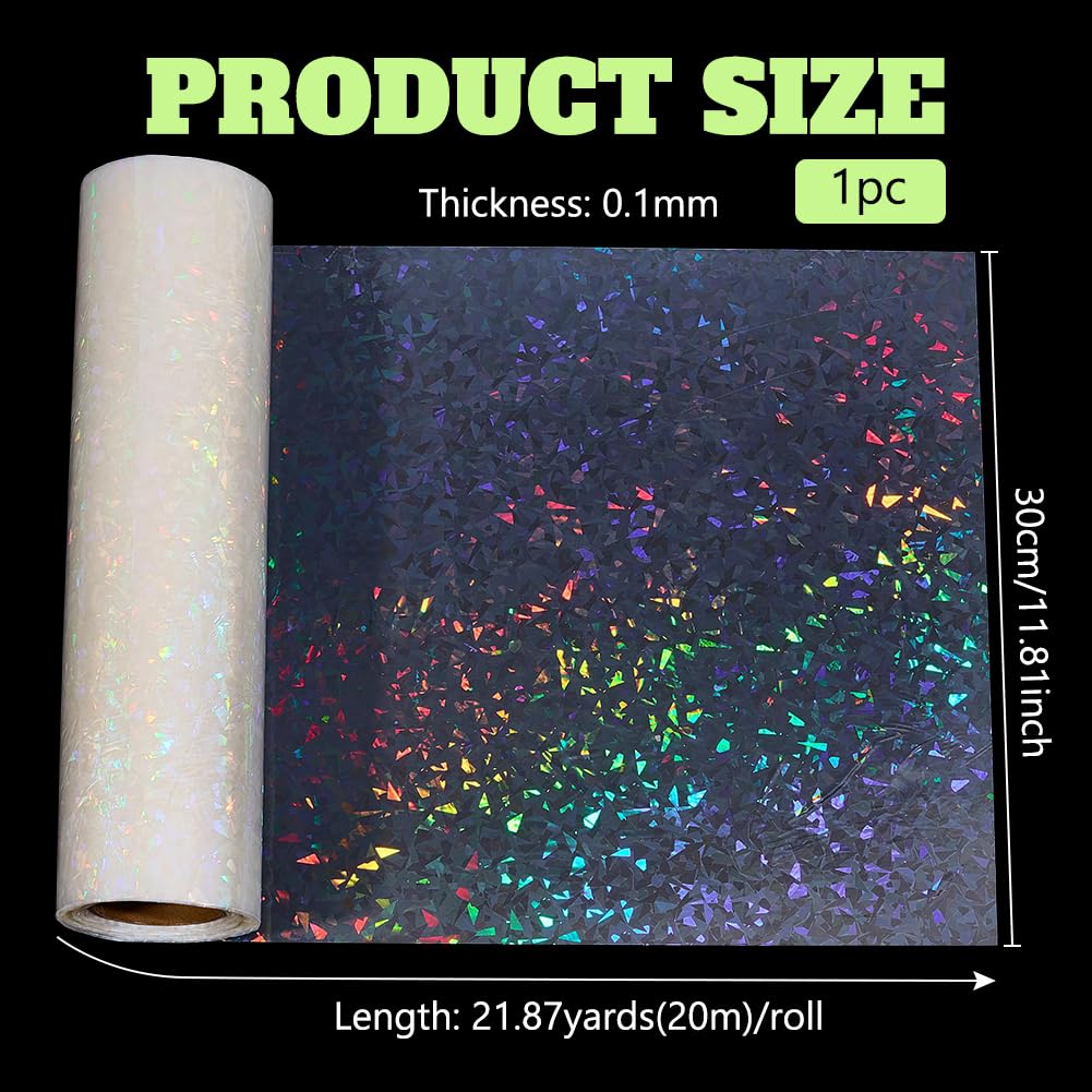 BENECREAT Film Vinyle Holographique Transparent Gemmes 20m x 30cm