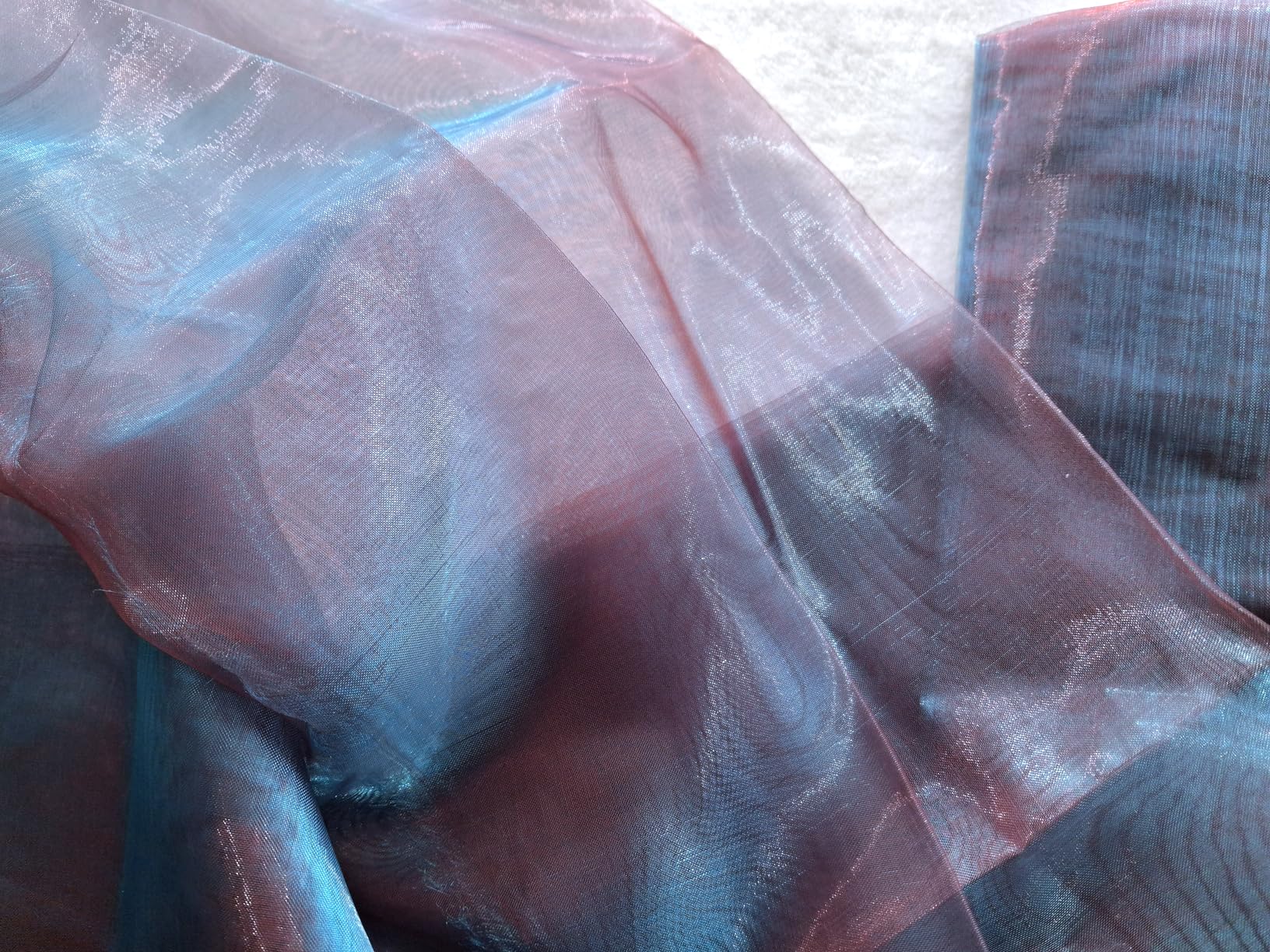 BENECREAT Tissu Organza Bicolore Bleu 3m x 150cm Léger