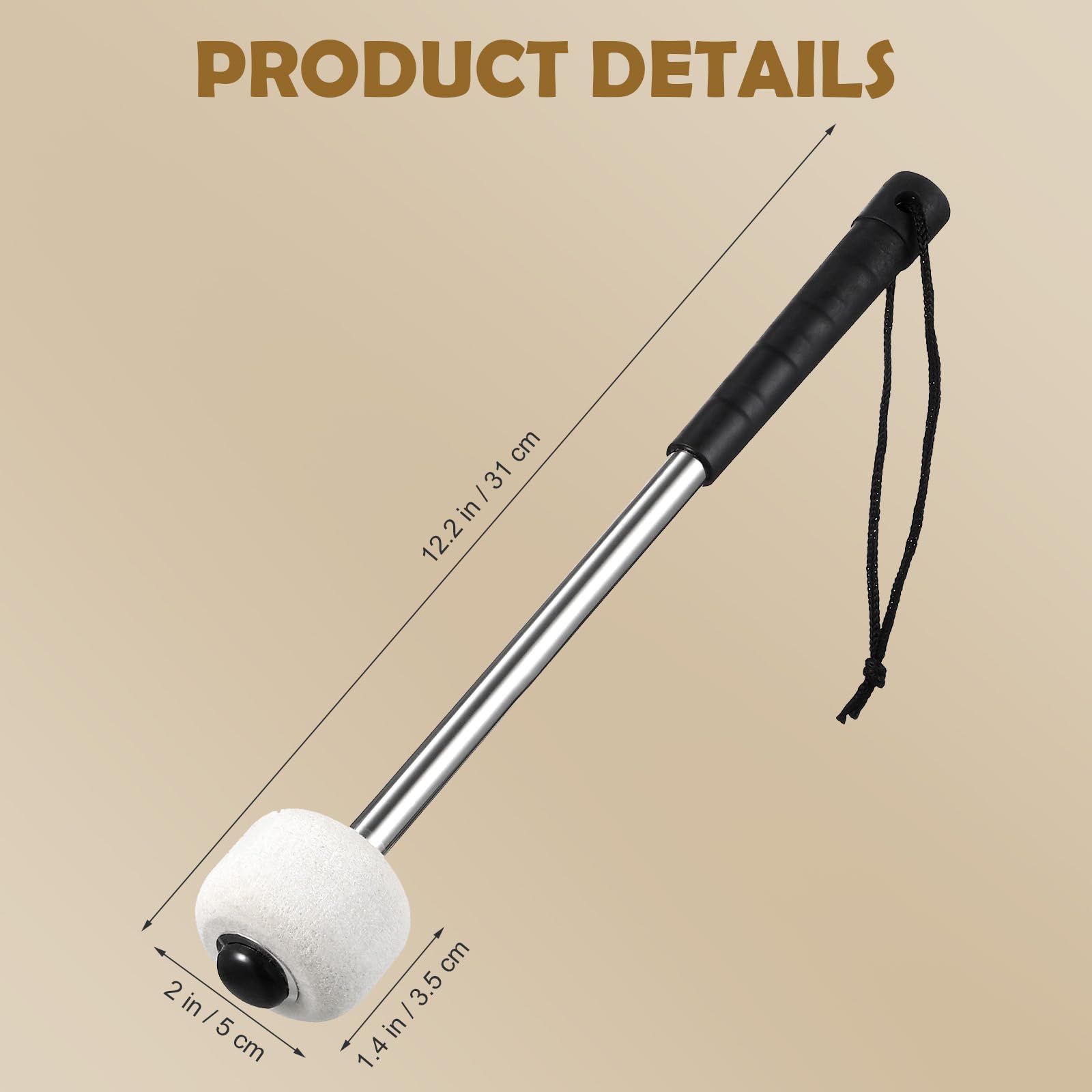 ROSENICE maillet grosse caisse feutre inox 31 cm