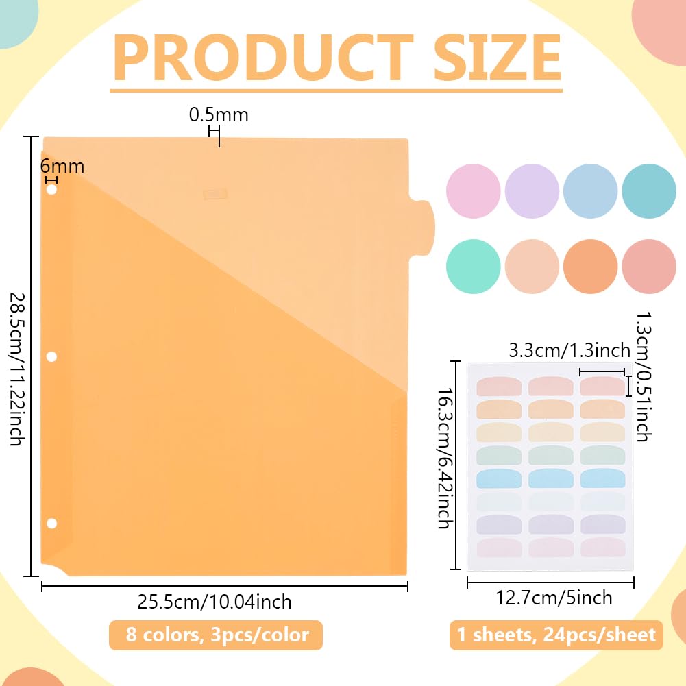 BENECREAT Pochette Plastique 3 Anneaux Lot 24 Couleurs