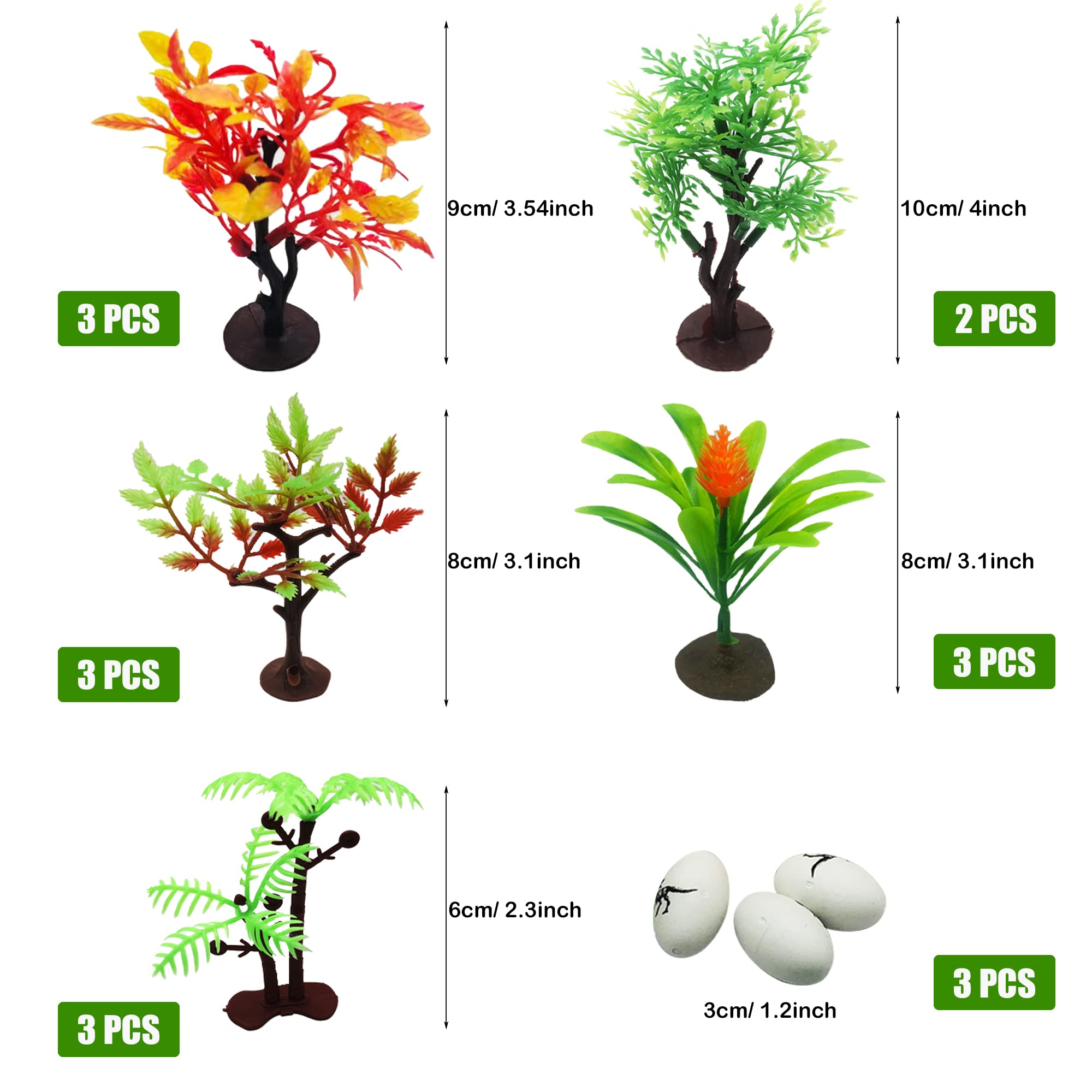 Cayway Arbres miniatures + dinosaures plastique 36 pcs 6-10cm
