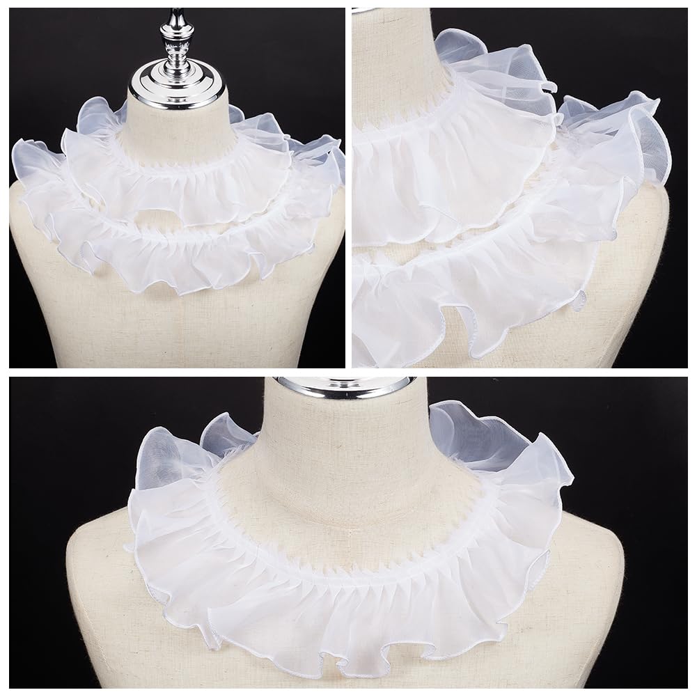BENECREAT Ruban Dentelle Plissée Blanc 10m 75mm polyester