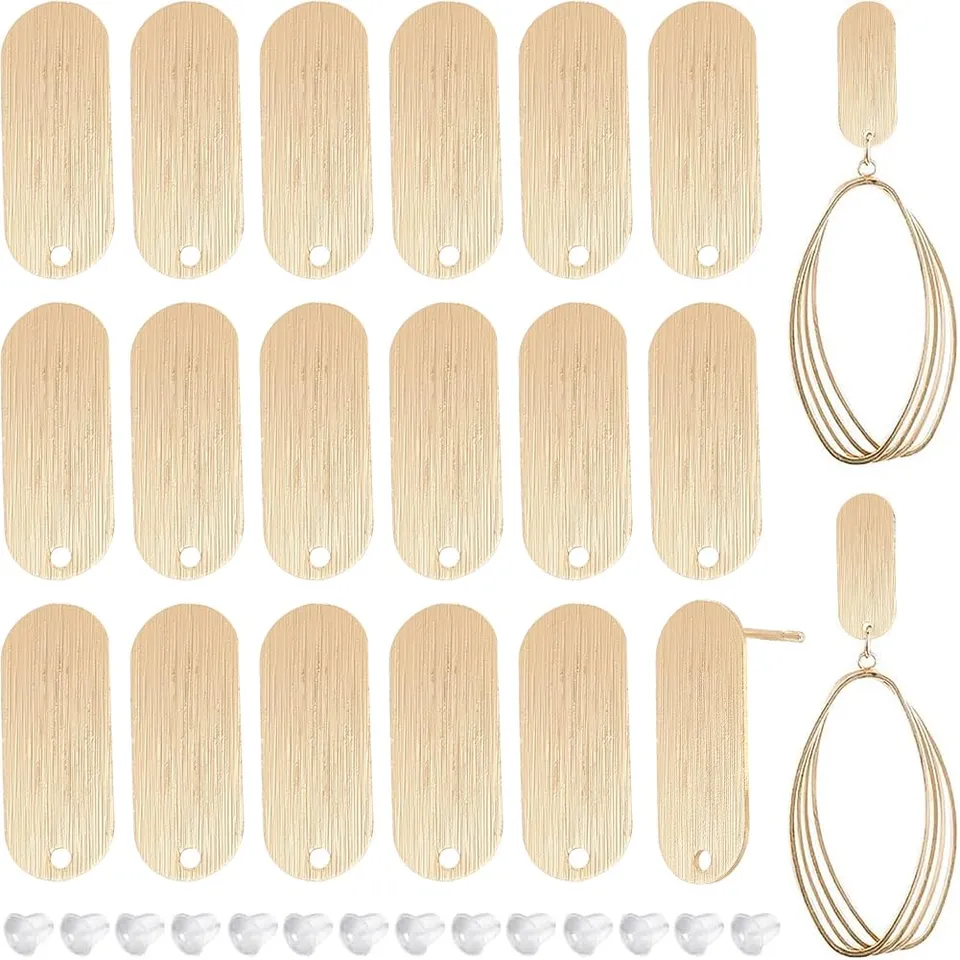 BENECREAT Clous d'Oreilles Ovales 20 pcs Plaqué Or 18K