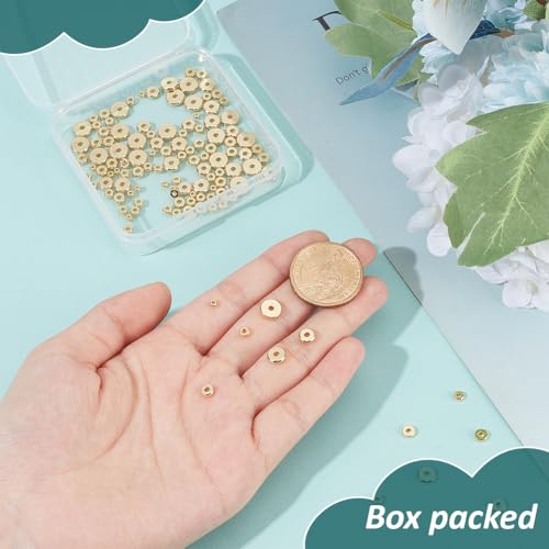 BENECREAT Perles intercalaires laiton or 18ct 210pcs 3-8mm