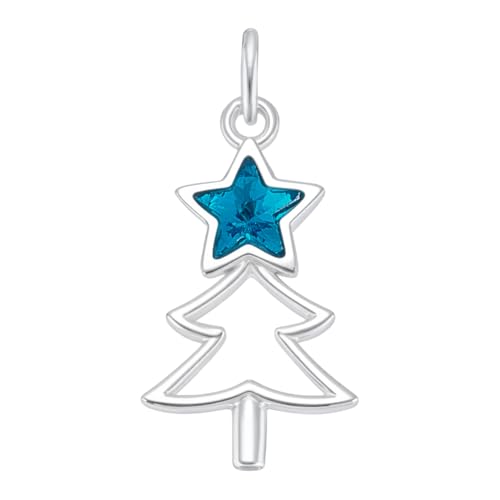BENECREAT Sapin Noël pendentif argent 925 étoile turquoise