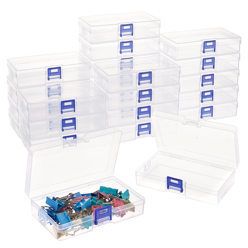 BENECREAT Boîtes Rangement Plastique Transparent 24pcs Bleu Rouge