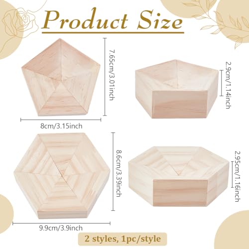 BENECREAT Gabarits Bois Vitrail Hexagone Pentagone 2 pcs