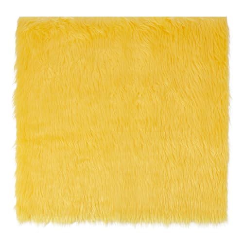 BENECREAT tissu fausse fourrure jaune 40x40cm poils 3cm