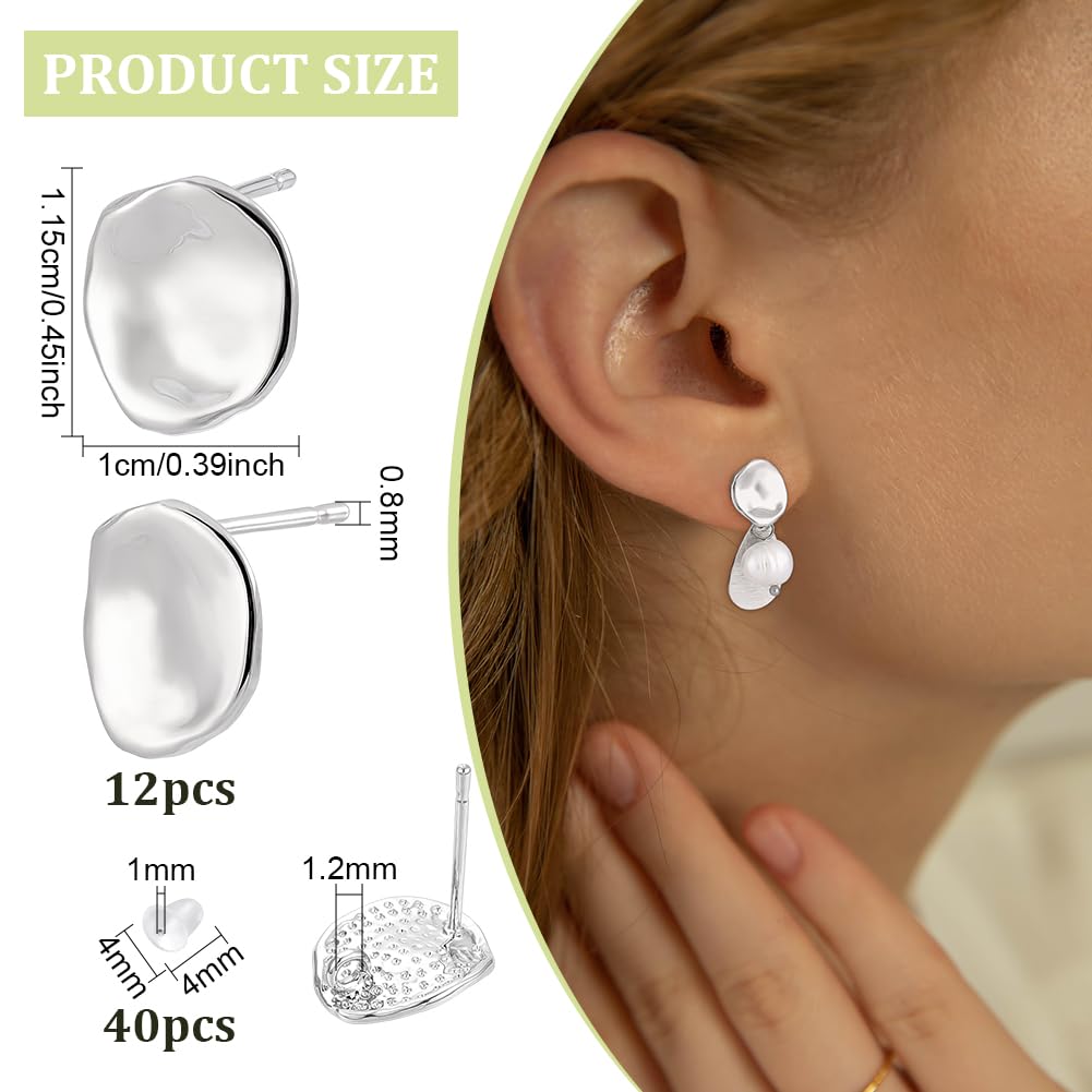 BENECREAT Clous Oreilles Platine 11,5x10mm Lot 52 Laiton
