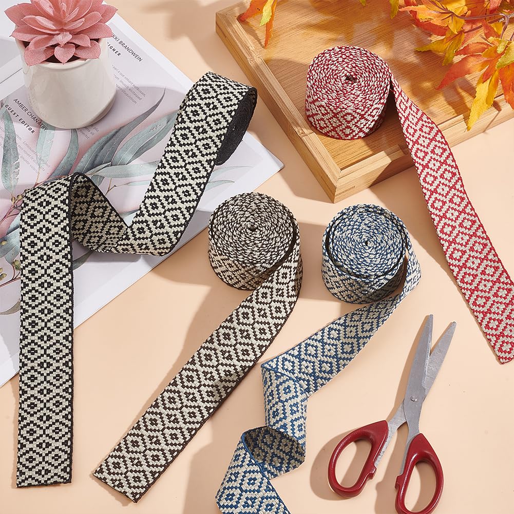 BENECREAT Ruban Jacquard Losange 38mm 4 Couleurs 7,3m