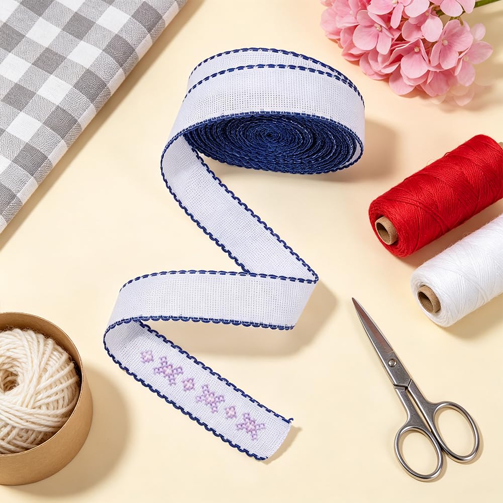 BENECREAT Ruban Aïda broderie 13,5 m bleu Prusse 35 mm