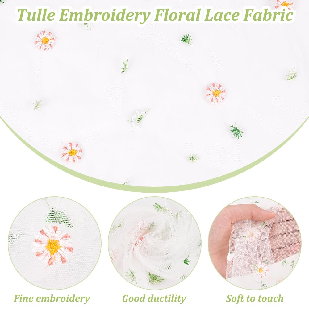 BENECREAT Dentelle Organza Marguerite 126cm 1,8m