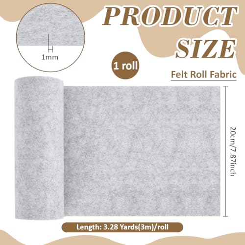 BENECREAT Feutre Gris Clair 3 m x 20 cm 1 mm Non-tissé