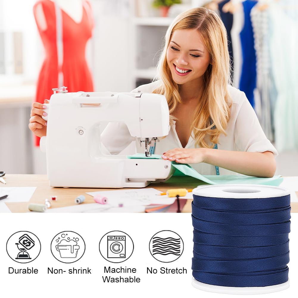 BENECREAT Biais Satiné Bleu Prusse 8,5mm 25m double pli