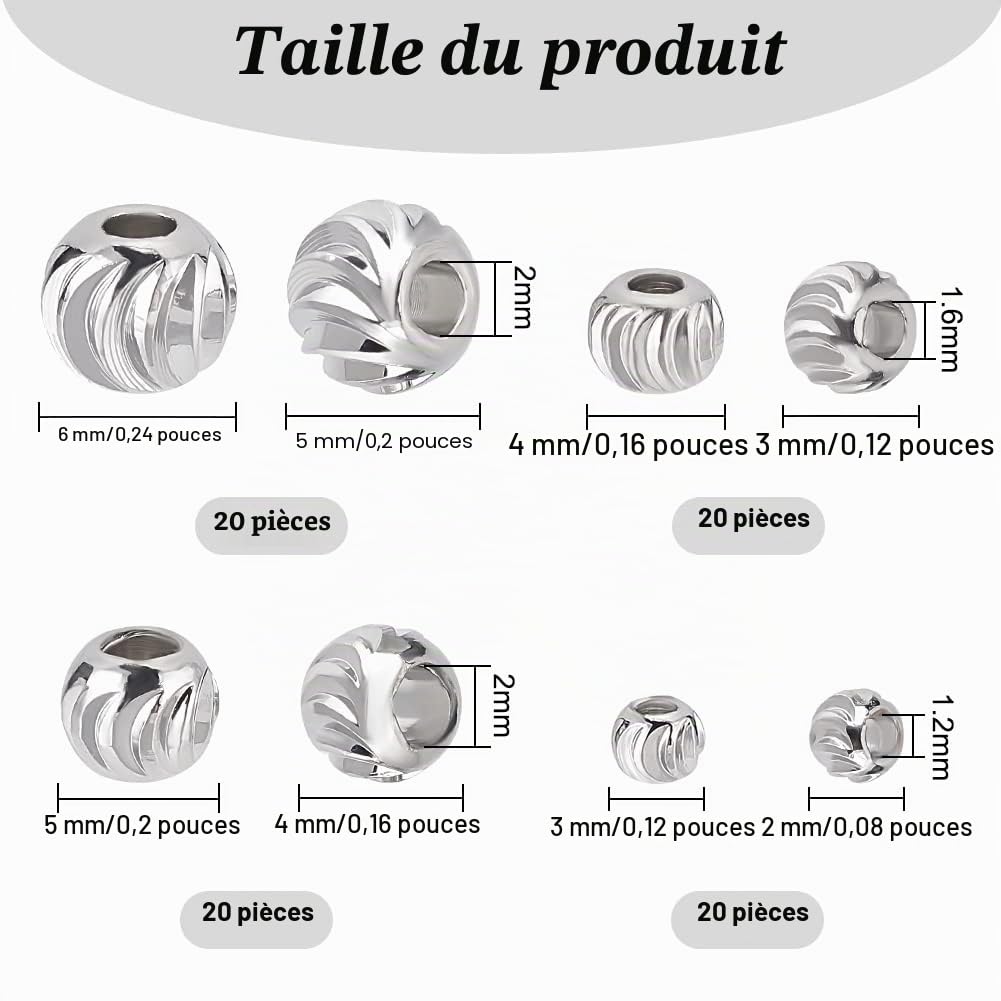 BENECREAT Perles Intercalaires Laiton 80 pcs 3-6mm