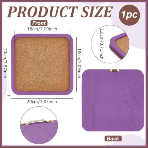 BENECREAT Tableau Liège Carré Violet 20 cm Cadre Bois