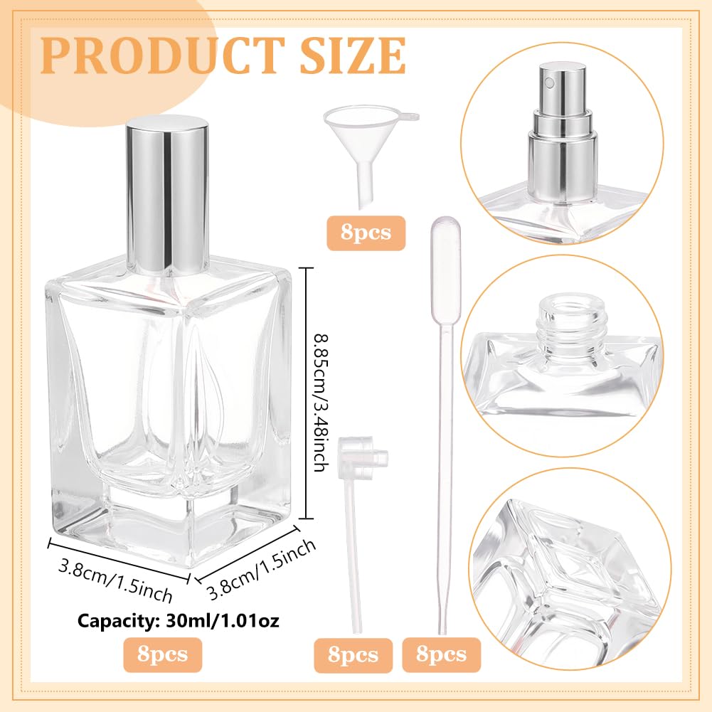 BENECREAT 8 flacons parfum verre 30ml platine rechargeables