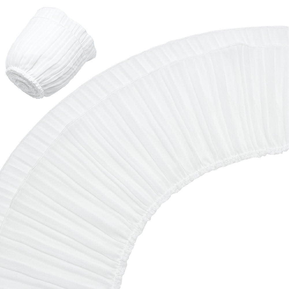 BENECREAT Volant Dentelle Mousseline 2,7m 135mm Blanc Double Couche